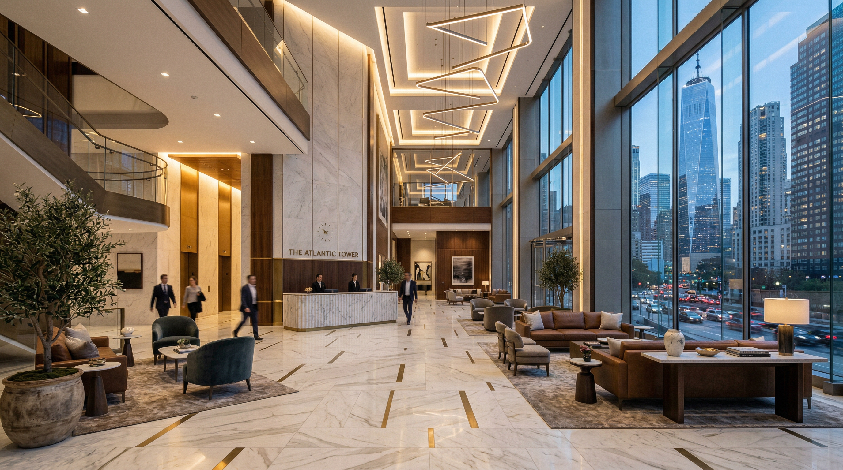 Luxury skyscraper lobby in New York City